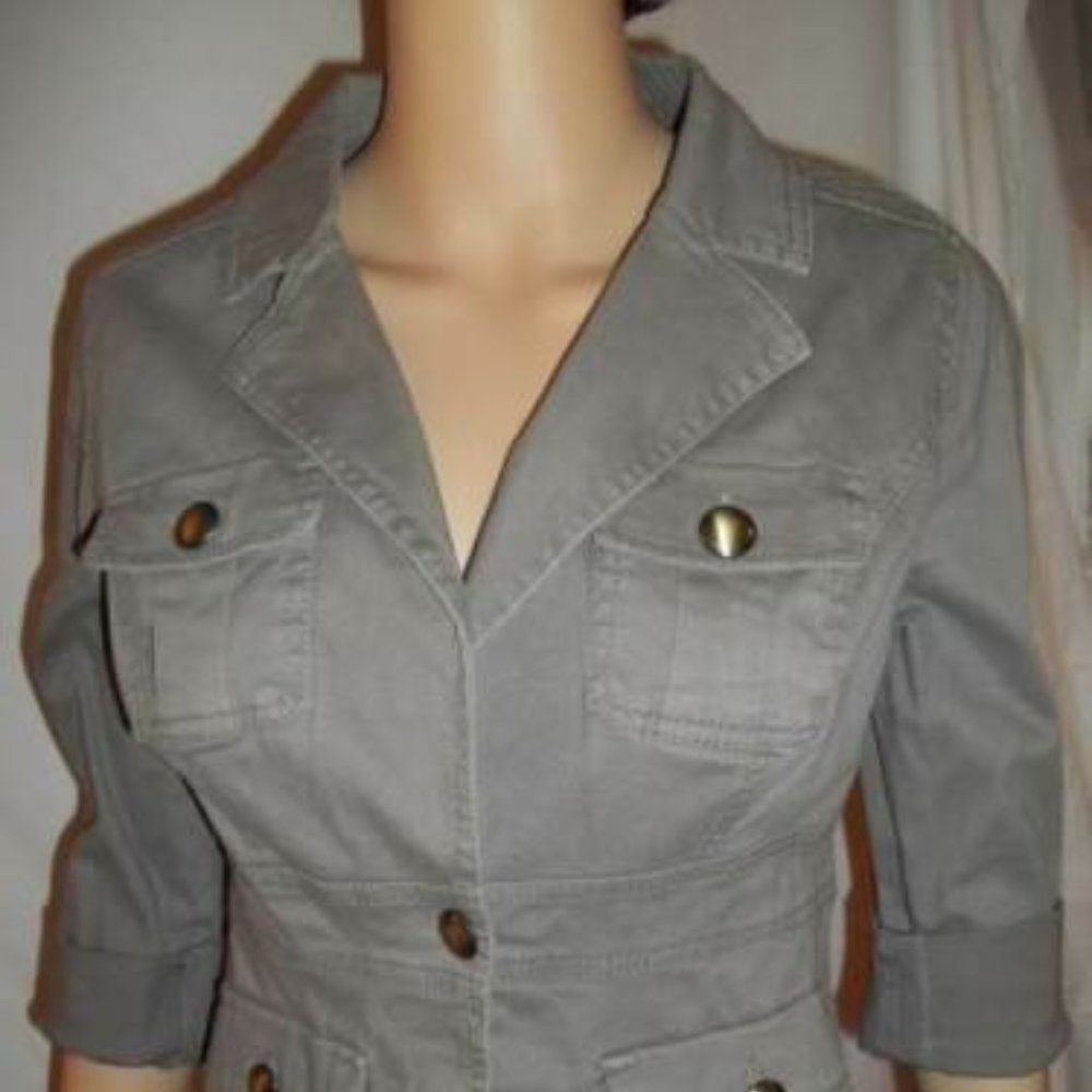 XOXO Button Front Flap Pockets Half Sleeves Jean Jacket JuniorGirls Medium Beige